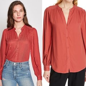NEW JOIE Saiyuri Button Down Blouse Shirt Desert Spice